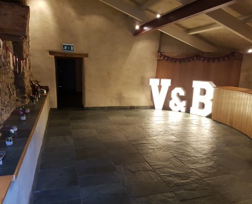Lit Initials at The Great Barn, Devon by South West Letter Lights