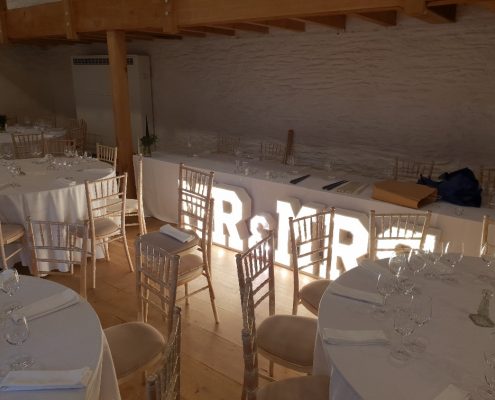 Mr & Mrs Letter Lights at Trenderrway Farm
